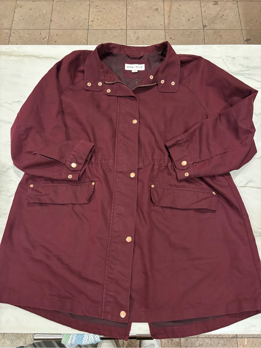 AVA & VIV Women's Burgundy Utility Jacket XXL